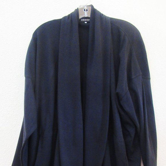 Black ESKANDAR 100% Pima Cotton Jacket, One Size, Very Good Condition - Picture 2 of 15